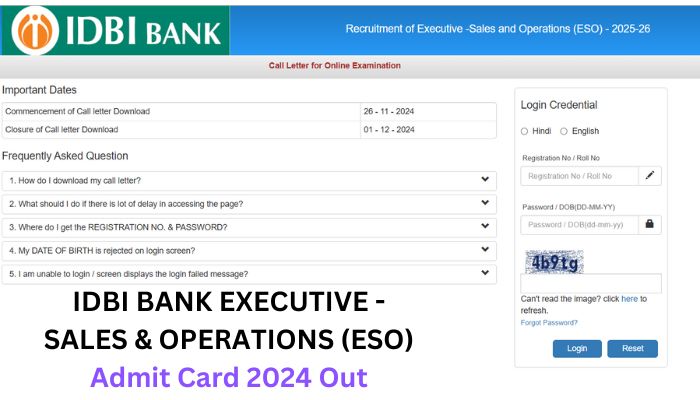 IDBI ESO Admit Card 2024 Out यहां से डाउनलोड करें